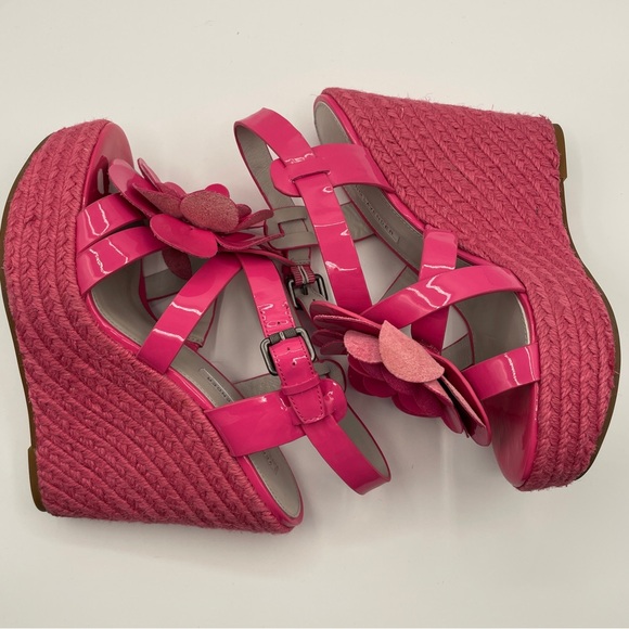 Vera Wang Lavender Penny WedgeEspadrilles 5.5”Sandal Floral PinkPatent Woman 7.5 - Picture 6 of 11